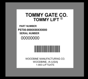 Tommy Gate Liftgate ID Tag